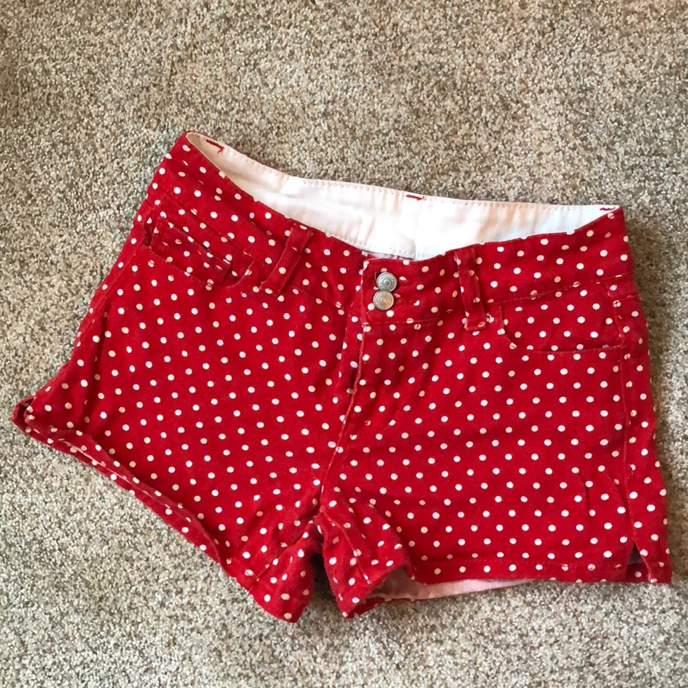Red polka dot shorts
